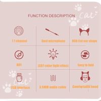 Virtual 7.1 Wired Cat Ear Gaming Headset With Pluggable Noise Reduction dual Microphone RGB lighting cute girl gaming Headphones