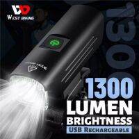 WEST BIKING 350 Lumens ไฟหน้าจักรยานกันน้ำได้,ชาร์ตไฟได้ด้วยสายยูเอสบีมีไฟกระพริบเตือน5โหมด