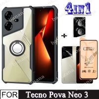 เคสโทรศัพท์กันกระแทก Tecno Pova Neo 3สำหรับ Tecno Pova 5 4 Pro 3 Neo 2 Spark Go 2023 10 7 Pro 10C 8C 7T แก้วเลนส์กล้องถ่ายรูปคลุมทั้งหมดกระจกเทมเปอร์เซรามิกและขายึดวงแหวน