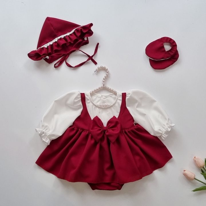 Bodysuit cho bé gái sơ sinh chất liệu cao cấp - Set body váy đỏ ...