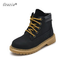 GRAZIAเด็กMartin BOOTSรองเท้ากันน้ำแบบกันน้ำเด็กหนังรองเท้าบูทส้นหนาชายฤดูหนาวกลางแจ้งAnti SLIPรองเท้าลำลองขนาด 27-38