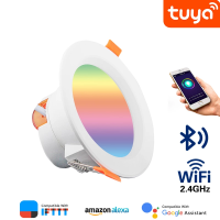 LED สมาร์ทดาวน์ไลท์ในร่มแสงสปอตไล Tuya บลูทูธควบคุม10วัตต์ RGB AC 220โวลต์ไฟเพดานตกแต่ง *