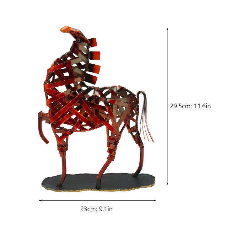 p7tjd-การทอผ้าประติมากรรมม้าป้องกันการเกิดออกซิเดชันตกแต่งด้วยเหล็กหัตถกรรมเครื่องประดับรูปปั้นม้าสำหรับห้องนั่งเล่นสำนักงานการศึกษา