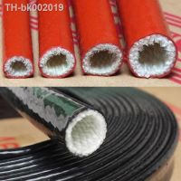 ☼ 20cm Φ4mm-Φ130mm Fireproof High Temperature Resistant Sleeve Silicone Fiberglass Tube Fire Retardant Casing Pipe Black Red