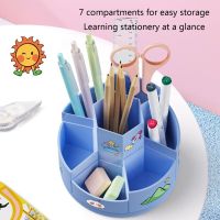 Rotating Pencil Holder Desk Organizer with 7Compartments Pen Caddy Holder Stationary Storage Organizer Sorter Pencil Pot 87HA