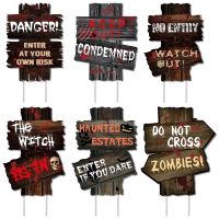 Halloween Decorations Yard Signs Stakes Props, 6 Pieces Halloween Decor Warning Signs Scary Vampire