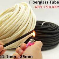 ID 1mm ~ 25mm Braided Fiberglass Sleeve HTG 600 Deg.C High Temperature Chemical Glass Fiber Tube Fiberglass Sleeving Black White Wires Leads Adapters