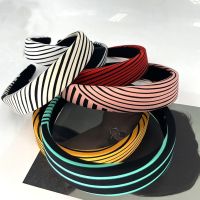 【CW】 new sponge headband fashion stripe ladies personality wash face pressure hair simple broad brim accessories tide