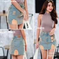 พร้อมส่ง !!* Oops jeans กระโปรงผู้หญิง กระโปรงยีนส์ กระโปรงกางเกง กระโปรงเอวสูง สะกิดขาดเก๋ๆ ผ้ายีนส์แท้ ยาว 14 นิ้ว สียีนส์สนิม จัดส่งเร็ว 1-2 วัน คุณภาพด