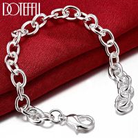 DOTEFFIL 925 Sterling Silver 8 Inch Basic Chain Bracelet For Woman Charm Wedding Engagement Fashion Party Jewelry