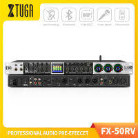 XTUGA FX-50RV เอฟเฟกต์ดิจิทัลก่อนเวทีแบบมืออาชีพ KTV ป้องกันการหอนโปรเซสเซอร์เสียงเสียงสะท้อน USB บลูทูธออปติคอล5ไมค์สำหรับ MP3เครื่องถอยหลังในครัวเรือนคาราโอเกะเวทีโบสถ์การแสดง