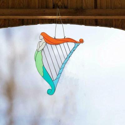 1PC Creative Mermaid Harp Wind Chime Decoration Home Windows Outdoor Backyards Trees Garden Pendant Ornaments Exquisite Gift