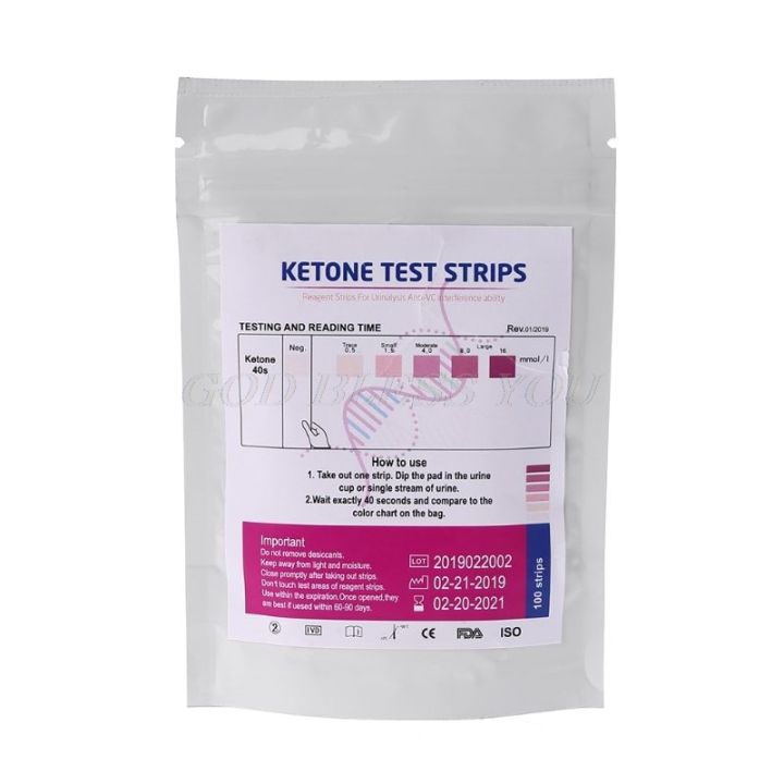 100pcs Urs 1k Test Strips Ketone Reagent Testing Urine Anti Vc Urinalysis Home Ketosis Tests 4906