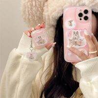 ROVII เคสโทรศัพท์ป้องกันการตกหูกแมวสีชมพูน่ารักกรอบคลื่นน่ารักลูกแมวสีชมพู13/14 Pro หูฟังเคสโทรศัพท์น่ารักเคสโทรศัพท์กันกระแทกการ์ตูนน่ารักสีชมพูหวานฝาปิดโทรศัพท์ Kawaii สำหรับ13/14Pro Max/ 12 Pro Max