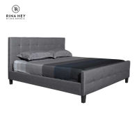 RINA HEY KATE/180 เตียง เตียงนอนขนาด 6 ฟุต Bed, size 6ft W190 x D222 x H97 cm – สี ครีม/ดำ, เทาเข้ม/ดำ