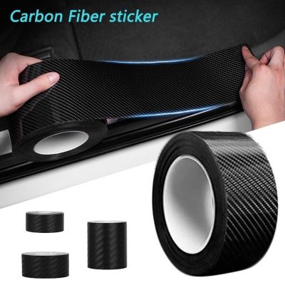 5/3M Stiker Serat Karbon 3D Mobil Pelindung Ambang Pintu Bumper Bagasi Bumper Samping Pita Anti Gores Stiker Otomatis