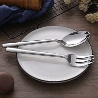 Stainless Steel Large Thickened Spoon and Fork Tableware Household Restaurant Public Service Spoon Fork Dish Spoon Salad Fork