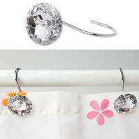 12Pcs Bathroom Shower Crystal Curtain Hooks Decorative Rhinestone Rolling Holder S11 dropship