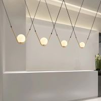 ETXPostmodern minimalist creative glass ball pendant lamp living room restaurant designer V-shaped tube bar small hanging lamp