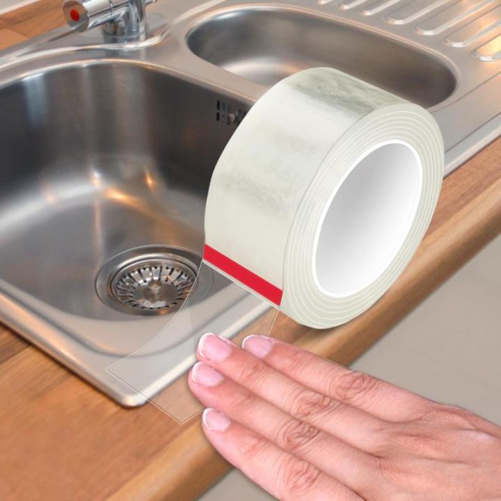 เทปนาโน3-5ม-เทปกาวด้านเดียวใช้ซ้ำได้ใสกันน้ำได้เทปอุปกรณ์ในห้องน้ำอ่างล้างจานที่สะอาด
