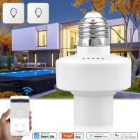 ฐานหลอดไฟ Wifi E27ผู้ถือโคมไฟ Smart Life Smart Light Bulb Adapter Tuya Smart Home Wireless ทำงานร่วมกับ Alexa Home Alice