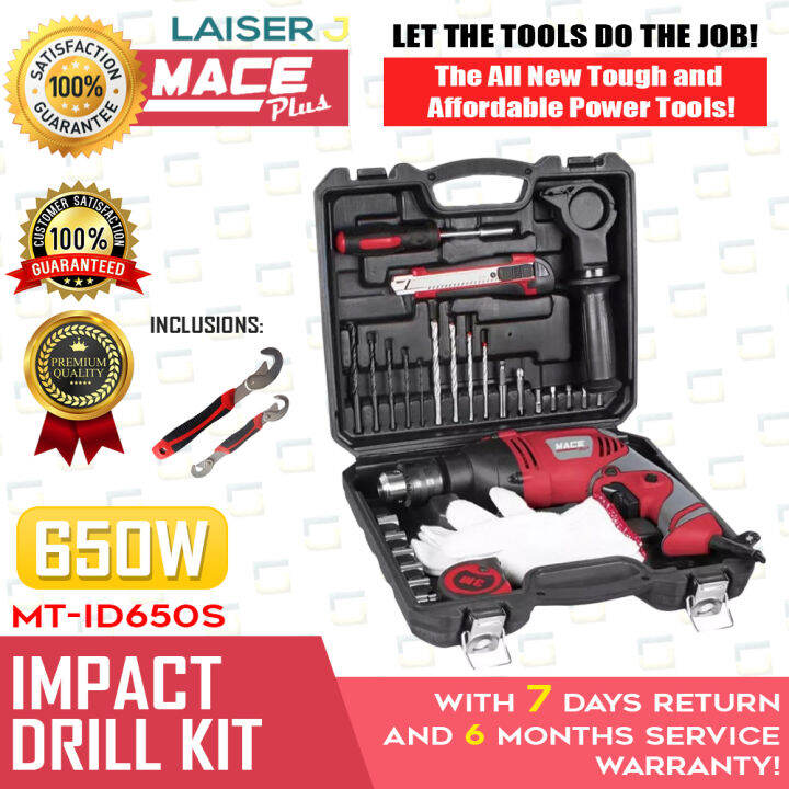 Mace Plus Impact Drill Kit 650W MTID650S with Variable Speed +Snap