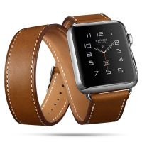 ☼ Genuine Leather Band for apple watch 44mm 42mm 40mm 38mm Double Tour Bracelet Strap Watchband iwatch Series 5 4 3 2 Replacement