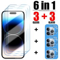 6in1 Screen Protectors for IPhone 12 13 14 Pro Max Camera Lens Protector for IPhone 11 Pro MAX XS XR Full Cover Tempered Glass  Screen Protectors