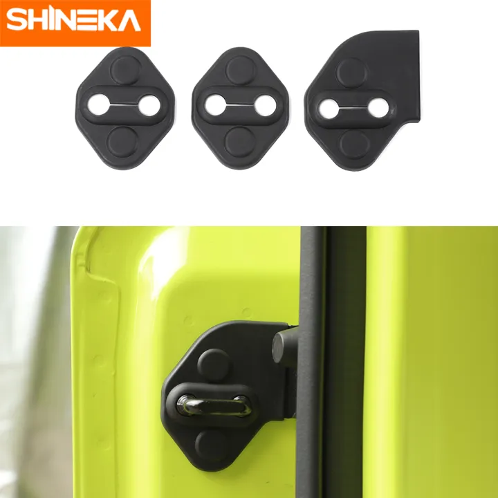 SHINEKA Carbon Fiber Grain Car Door Lock Switches Protector Cover