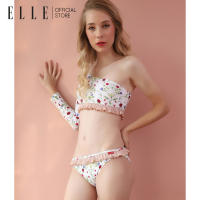 ELLE SWIMWEAR ชุดว่ายน้ำสตรี บิกินี่ เสื้อครอปแขนยาวปาดไหล่ กางเกงขาเว้าครึ่งก้น ลายดอกไม้ E0P1BPJ22201WH