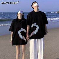 MAYCHEER   เสื้อยืดคู่แขนแขนสั้นคอกลมรักครึ่งหัวใจคือคุณอีกครึ่งหนึ่งเป็นฉัน