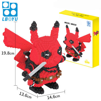 LBOYU Pokemon Mini Building Blocks Detective Pikachu Diamond Micro Brick Figures Toys For Kid Birthday Gift