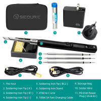 Sequre ชุดเครื่องเชื่อมเหล็กชาร์จ S99 Type-C,50-500 ℃ จอแสดงผล LCD รองรับ PD | QC | DC | PPS แหล่งจ่ายพลังงาน DC 21V 150W ใช้ได้กับปลาย C245สำหรับโดรน RC เครื่องมือซ่อมแซมป้องกันไฟฟ้าสถิตย์หัวบัดกรี