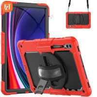 【พร้อมฟิล์มหน้าจอ】Fzt Casing Tablet สำหรับซัมซุงกาแล็กซีแท็บ S9อัลตร้า14.6 "(2023)/SM-X910เคสซิลิโคน TPU และ PC แบบนิ่มมีขาตั้งในตัว + Tali Bahu + สายรัดข้อมือ