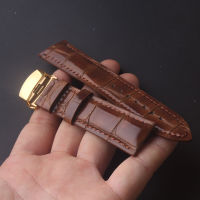 Genuine Leather Watchband Crocodile Grain Soft Waterproof Watch Strap18mm 20mm 22mm Black Brown Belts Gold Butterfly buckle mens