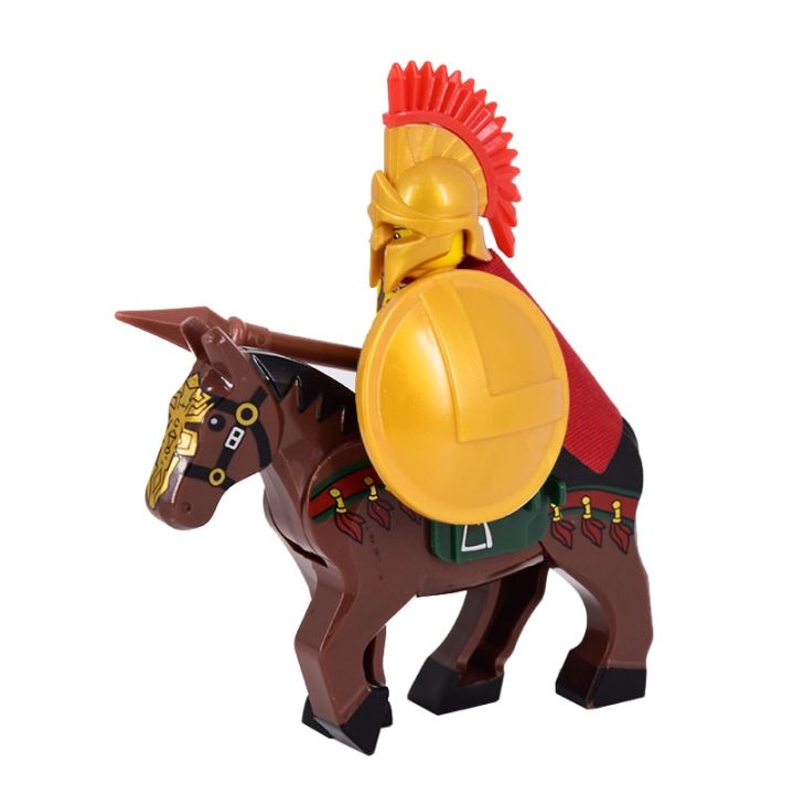 ฟิกเกอร์ยุคกลางจี้สร้อยนักรบกรุงโรมปราสาทเหยี่ยวม้าอัศวินราชาอัศวินมังกรของขวัญอิฐบล็อกตัวต่อ