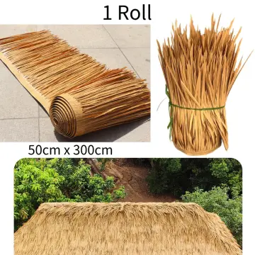 Palm Thatch Fake Straw PE Environmental Protection High-Density Simulation  Thatch Tile Carpet Plastic Straw Fake Straw Pavilion Wooden House Farm