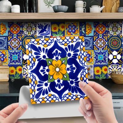 24pcs Tiles Sticker Self-adhesive Transfers Covers for Tables Floor Hard-wearing Wall Decals