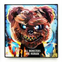 Bear Monster หมี มอนสเตอร์ All monsters are human รูปภาพ​ติด​ผนัง​ pop art พร้อมกรอบและที่แขวน การ์ตูน แต่งบ้าน ของขวัญ กรอบรูป รูปภาพ