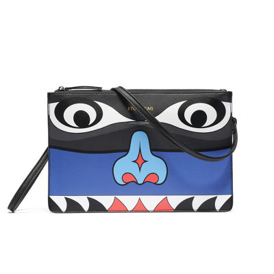 Men Business Clutch Bags Cartoon Print Design Clutches Bag for Man Casual Leather Pack with Hand Strap Popular Bag