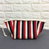 【cw】Womens Letter Printed Canvas Storage Small Bag Zipper Stripes 2022 New Ladies Cosmetic Clutch Bagshot