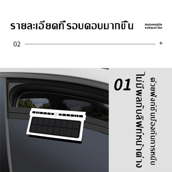 พัดลมดูดอากาศรถยนต์-พัดลมดูดอากาศพลังงานแสงอาทิตย์ในรถยนต์-พัดลมดูดอากาศแบบแขวน-แผงโซลาร์เซลล์ภายนอก-แบตเตอรี่-1200mah-ในตัว