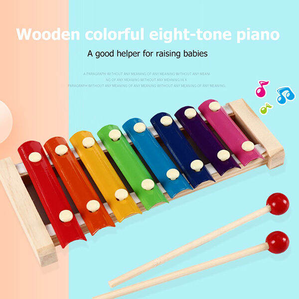 Eight-tone Xylophone Children's Educational Wooden Knocking Piano ...