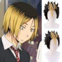 ERDORI ผมสังเคราะห์ Haikyuu!! วิกคอสเพลย์ กางเกงขาสั้นแบบสั้น สีดำสีดำ วิกผม kozume kenma วิกผมฮาโลวีน ขนปุยฟู วิกผม nishinoya Yuu สำหรับผู้ชาย