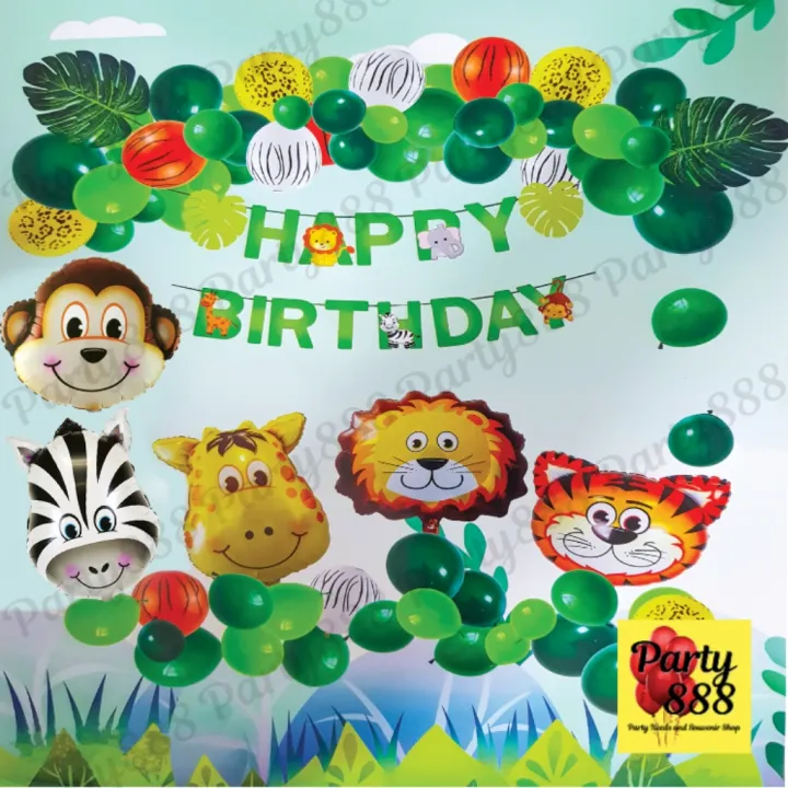 80 Pcs Safari Jungle Theme Party Animal Shaped Foil Balloons Safari ...