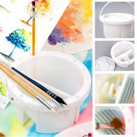 Brush Washing Bucket Multifunction Paint Brush Basin With Brush Holder Color Palette 2 In 1 Acrylic Oil Brush Wash Bucket