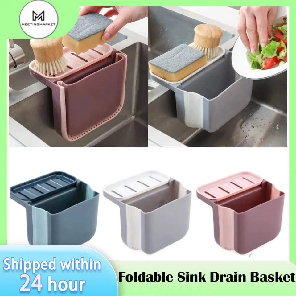 Kitchen Sink Strainer Drain Rack Foldable and Soap Sponge Holder