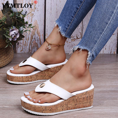 Oversized Women Summer High Heel Slippers Platform Sandals Ladies Wedges Solid Flip Flops Shoes Girl Outdoor Beach Slippers