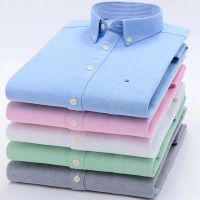 Dress Standard-Fit Oxford Fashion Pocket Mens Sleeve Shirt Single Long Casual Patch Men Button-Down Shirts Collar Shirt Cotton