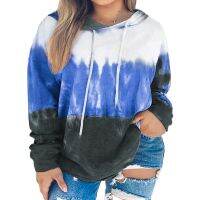 Plus Size Women Clothing 2021 Fall Tie Dye Hoodie Turn Down Collar Pullover Kangaroo Pocket Long Sleeve Sweatshirt 3XL 4XL 5XL